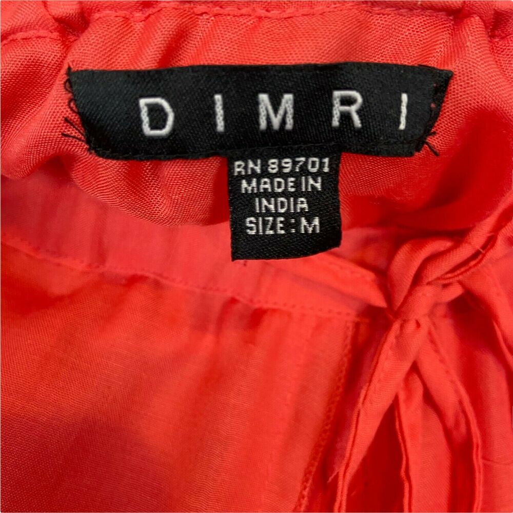 Dimri Full Skirt Womens Coral Raw Edge Semi Sheer Tie Waist Size Medium - Picture 6 of 15